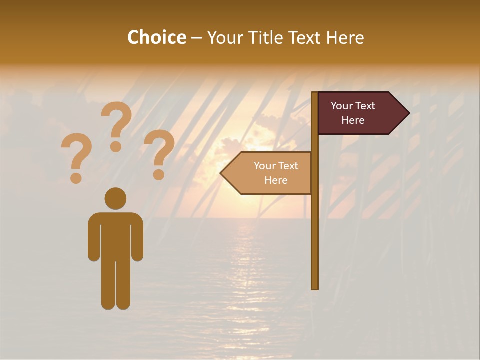 A Sunset Over The Ocean With Palm Leaves PowerPoint Template