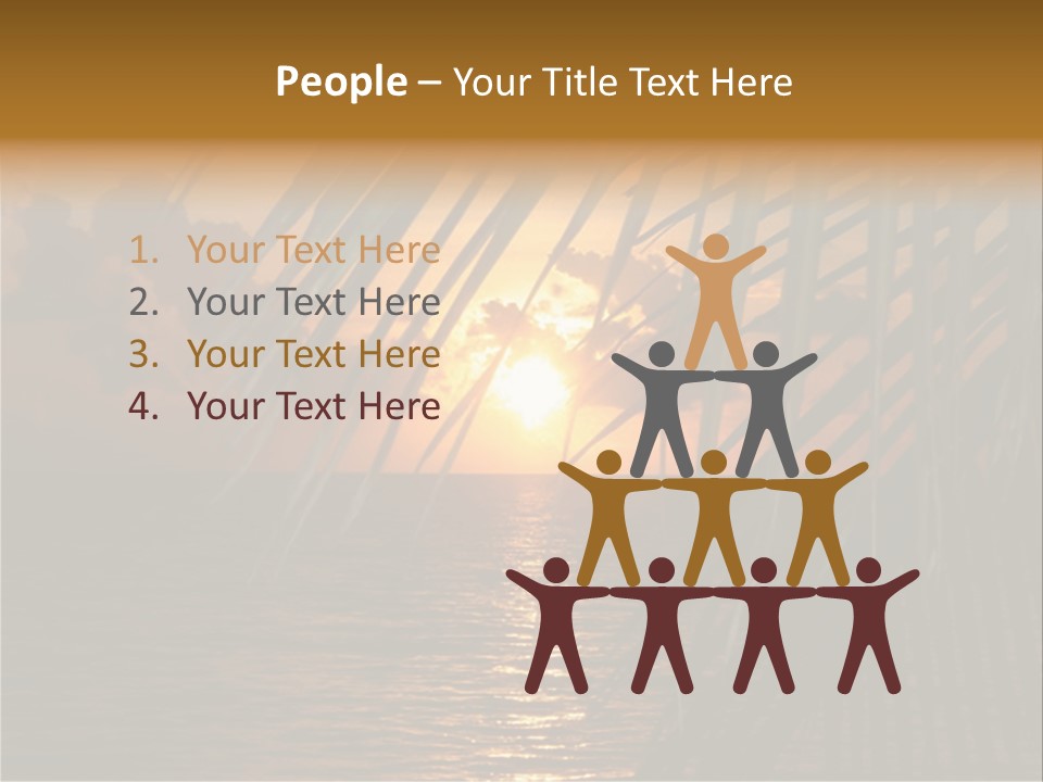 A Sunset Over The Ocean With Palm Leaves PowerPoint Template