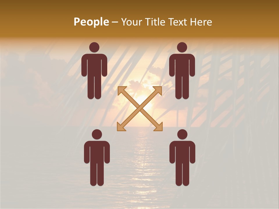 A Sunset Over The Ocean With Palm Leaves PowerPoint Template