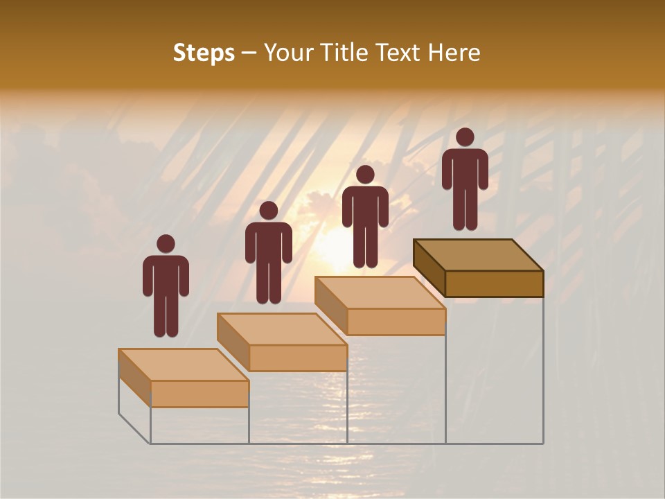 A Sunset Over The Ocean With Palm Leaves PowerPoint Template