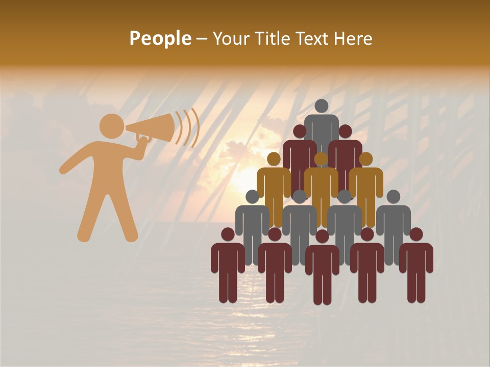 A Sunset Over The Ocean With Palm Leaves PowerPoint Template