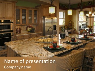 Luxury House With Regal Elegant Kitchen Room PowerPoint Template