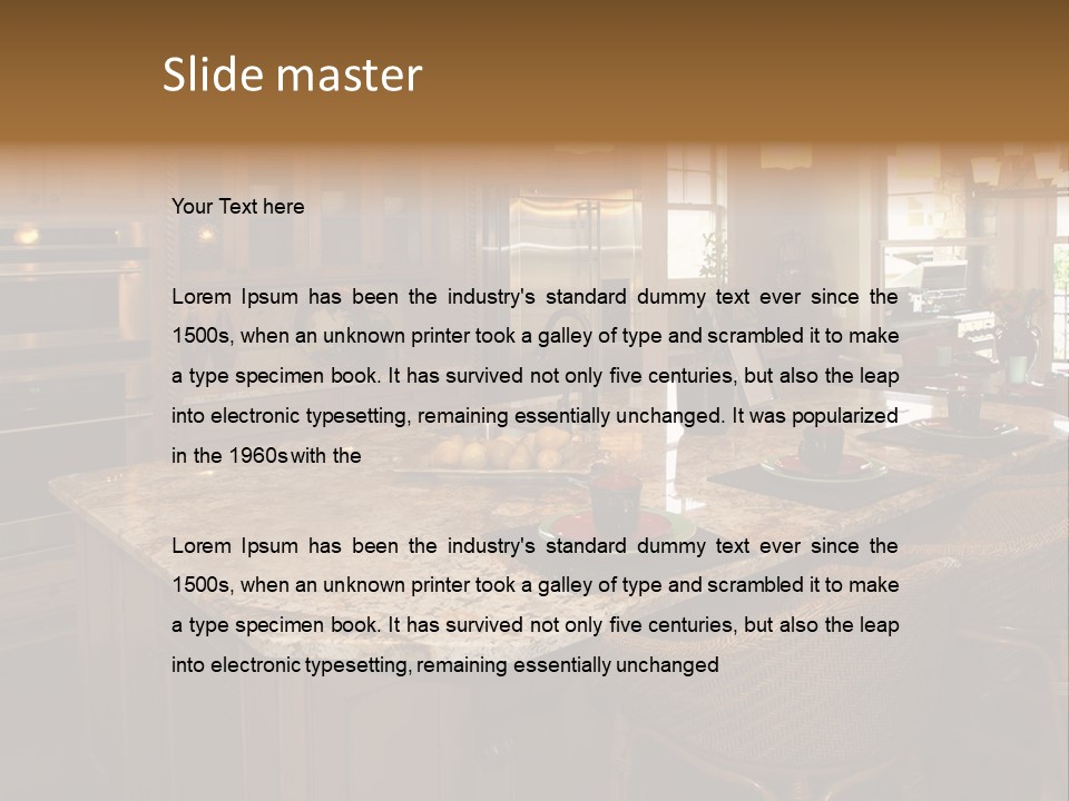 Luxury House With Regal Elegant Kitchen Room PowerPoint Template