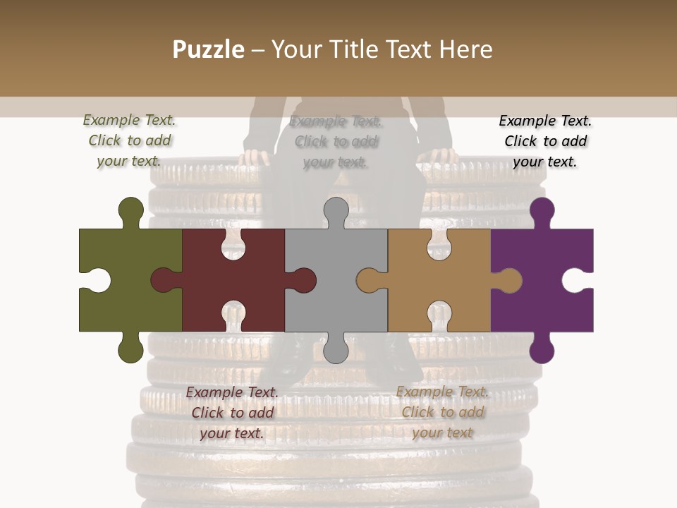 Business Man Sitting On Stack Of Coins PowerPoint Template