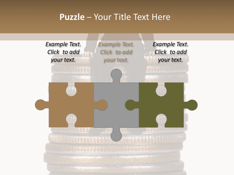 Business Man Sitting On Stack Of Coins PowerPoint Template