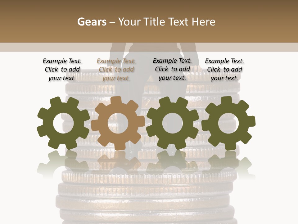 Business Man Sitting On Stack Of Coins PowerPoint Template