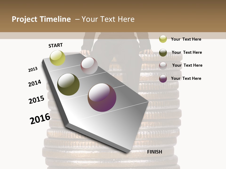 Business Man Sitting On Stack Of Coins PowerPoint Template