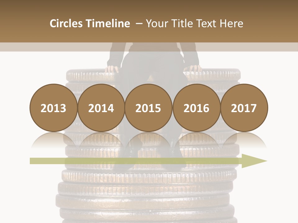 Business Man Sitting On Stack Of Coins PowerPoint Template