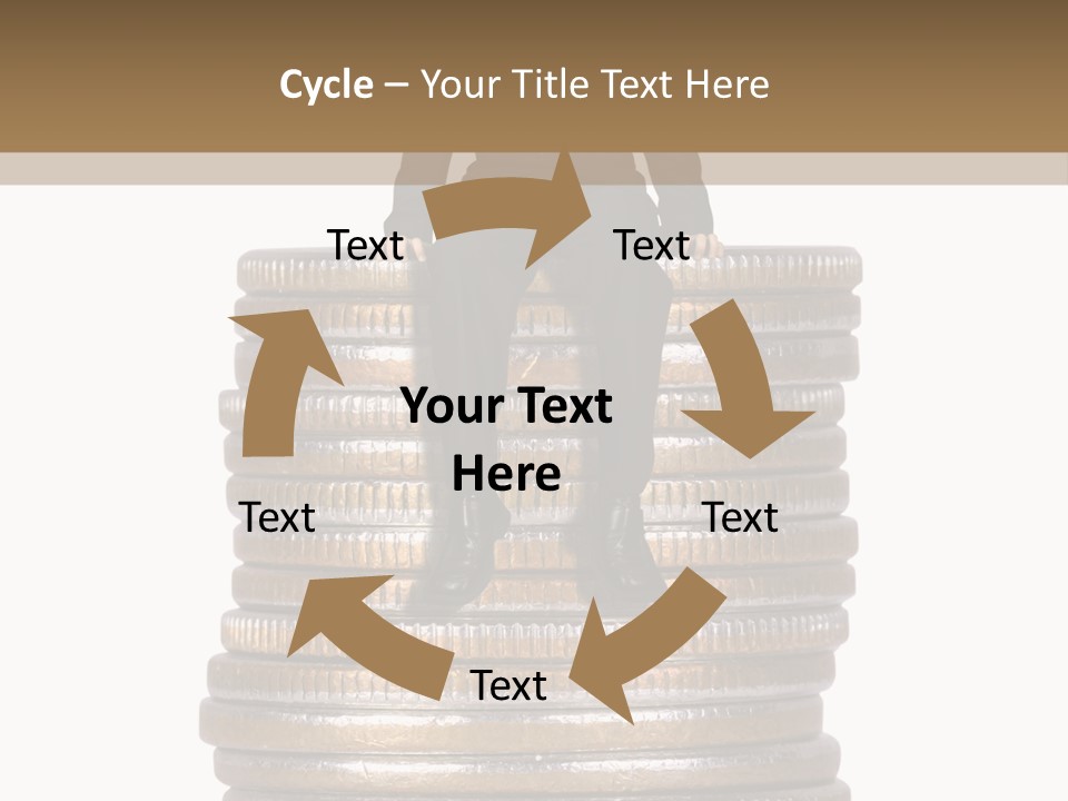 Business Man Sitting On Stack Of Coins PowerPoint Template