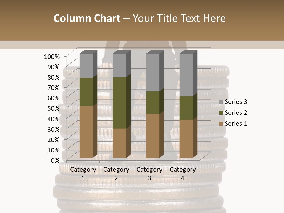 Business Man Sitting On Stack Of Coins PowerPoint Template