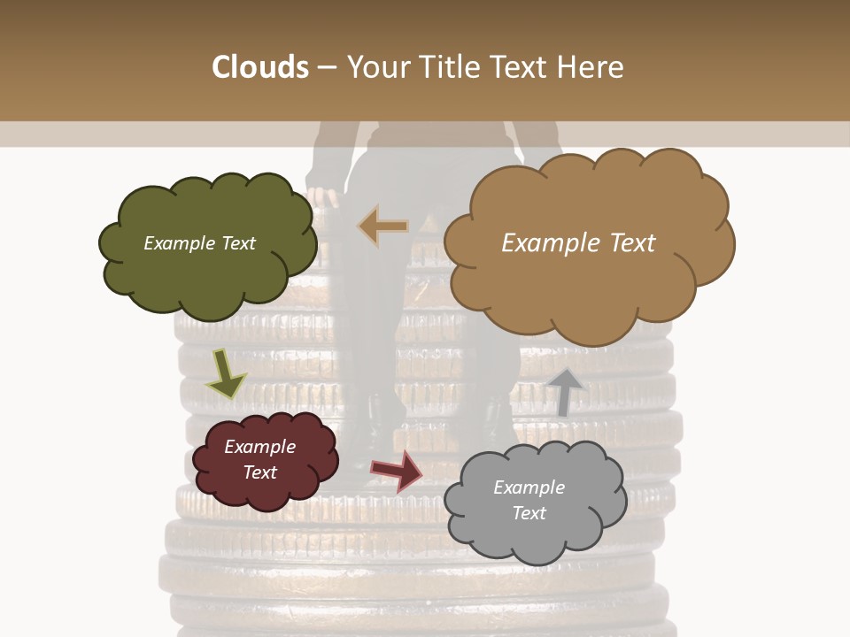 Business Man Sitting On Stack Of Coins PowerPoint Template