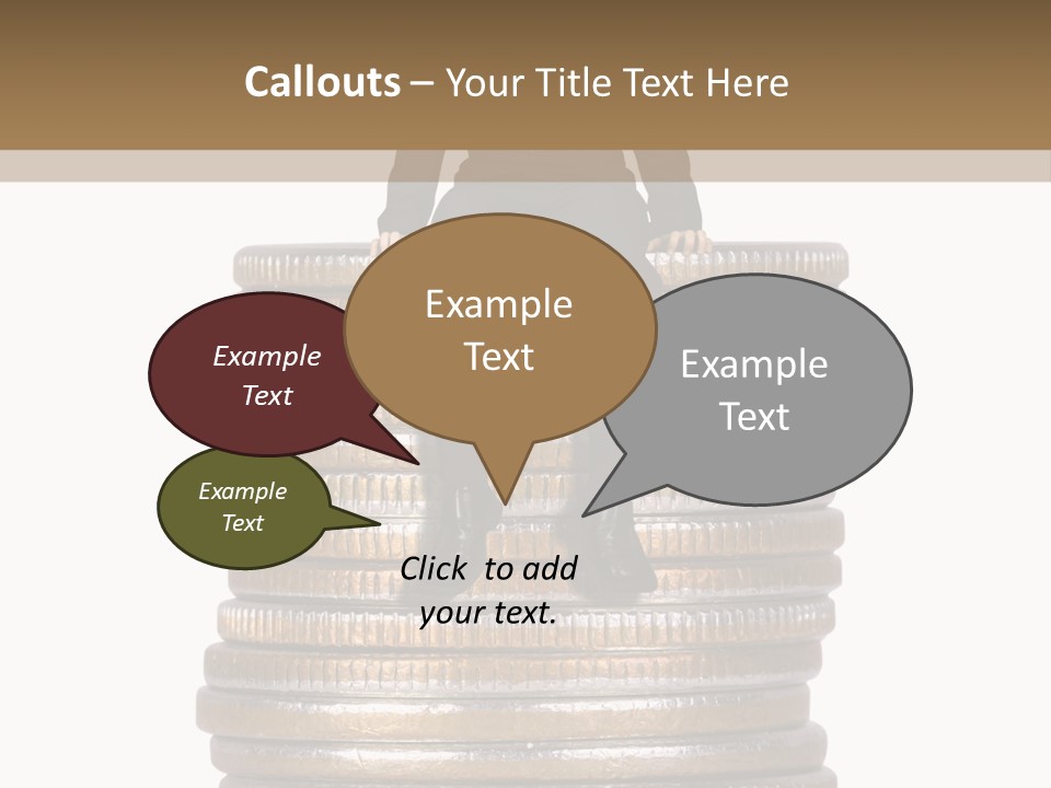 Business Man Sitting On Stack Of Coins PowerPoint Template
