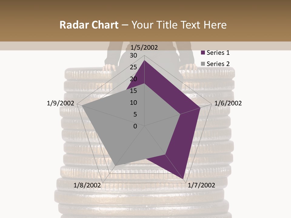 Business Man Sitting On Stack Of Coins PowerPoint Template