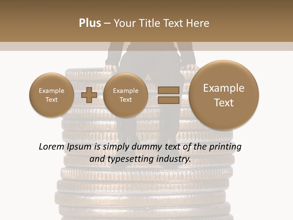 Business Man Sitting On Stack Of Coins PowerPoint Template