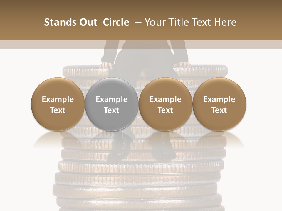 Business Man Sitting On Stack Of Coins PowerPoint Template