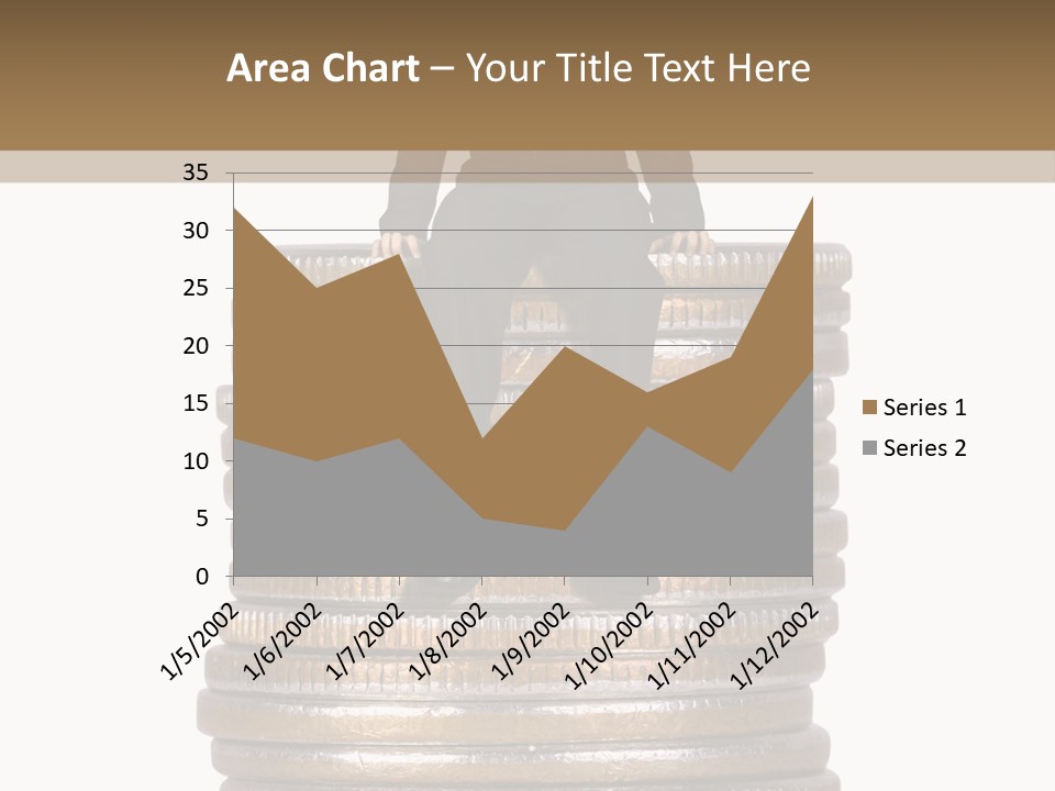 Business Man Sitting On Stack Of Coins PowerPoint Template