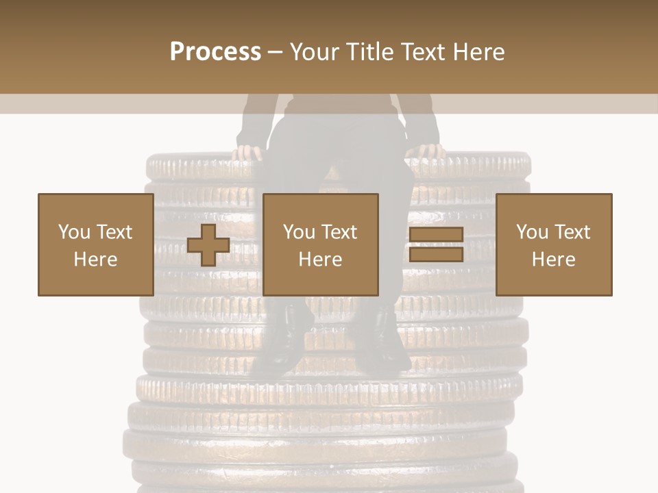 Business Man Sitting On Stack Of Coins PowerPoint Template