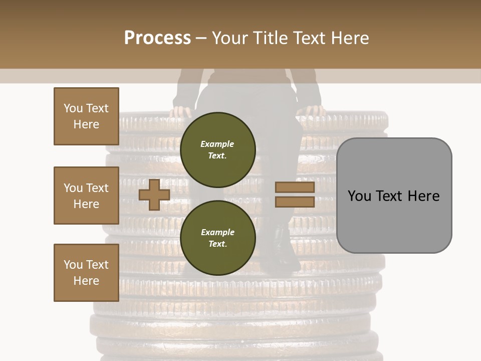 Business Man Sitting On Stack Of Coins PowerPoint Template