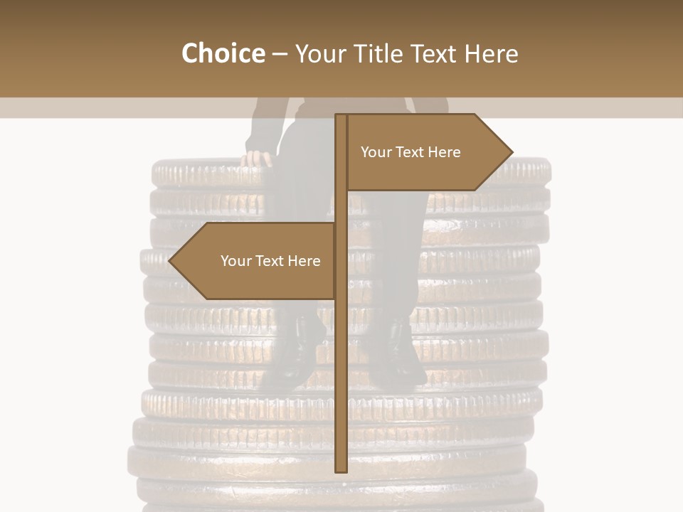 Business Man Sitting On Stack Of Coins PowerPoint Template