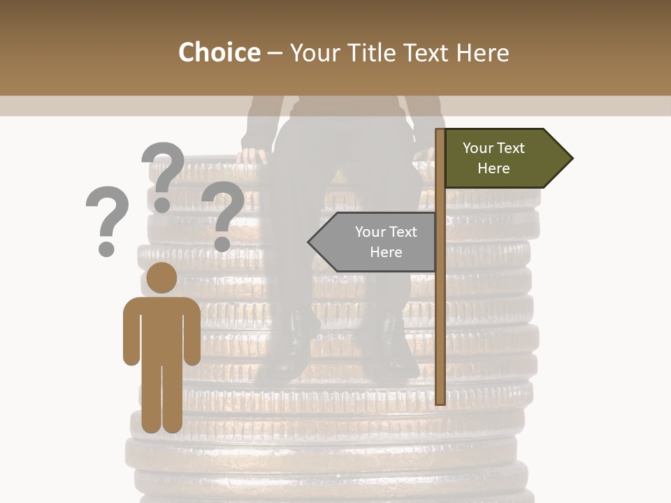 Business Man Sitting On Stack Of Coins PowerPoint Template