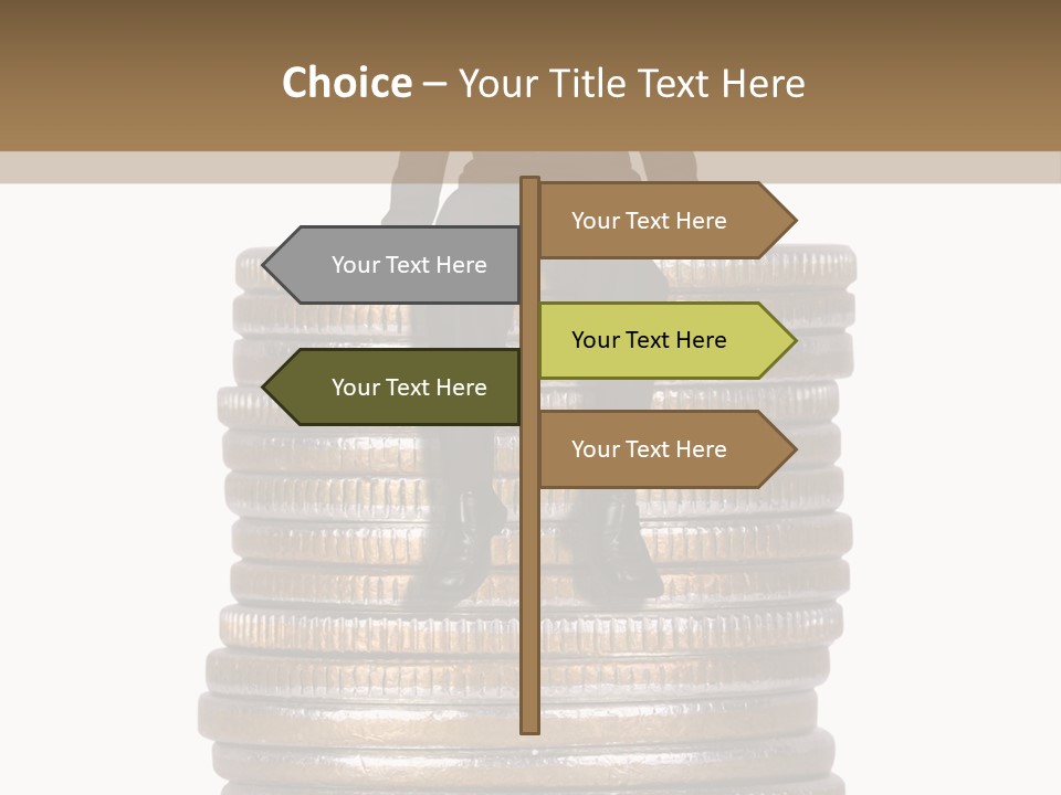 Business Man Sitting On Stack Of Coins PowerPoint Template