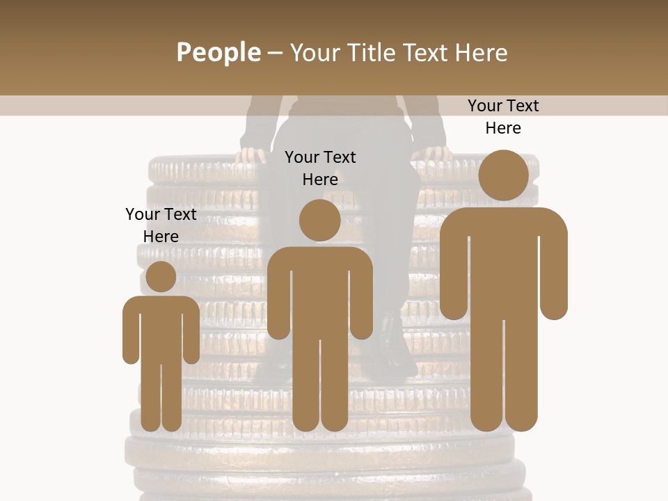 Business Man Sitting On Stack Of Coins PowerPoint Template