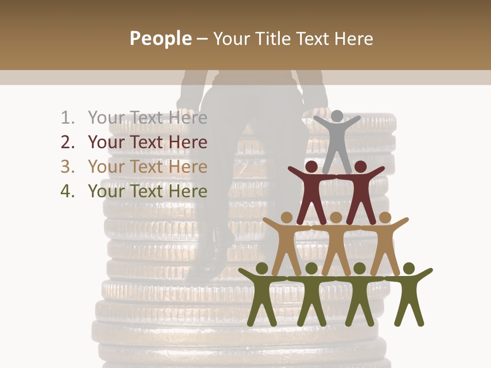 Business Man Sitting On Stack Of Coins PowerPoint Template