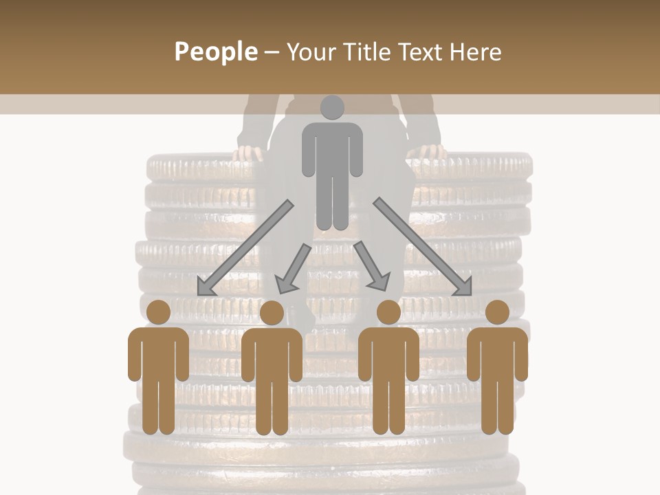 Business Man Sitting On Stack Of Coins PowerPoint Template