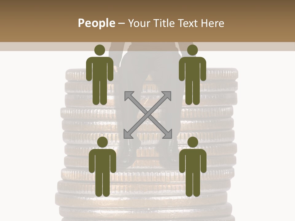 Business Man Sitting On Stack Of Coins PowerPoint Template