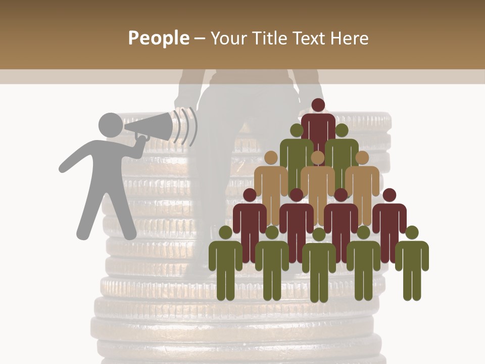 Business Man Sitting On Stack Of Coins PowerPoint Template