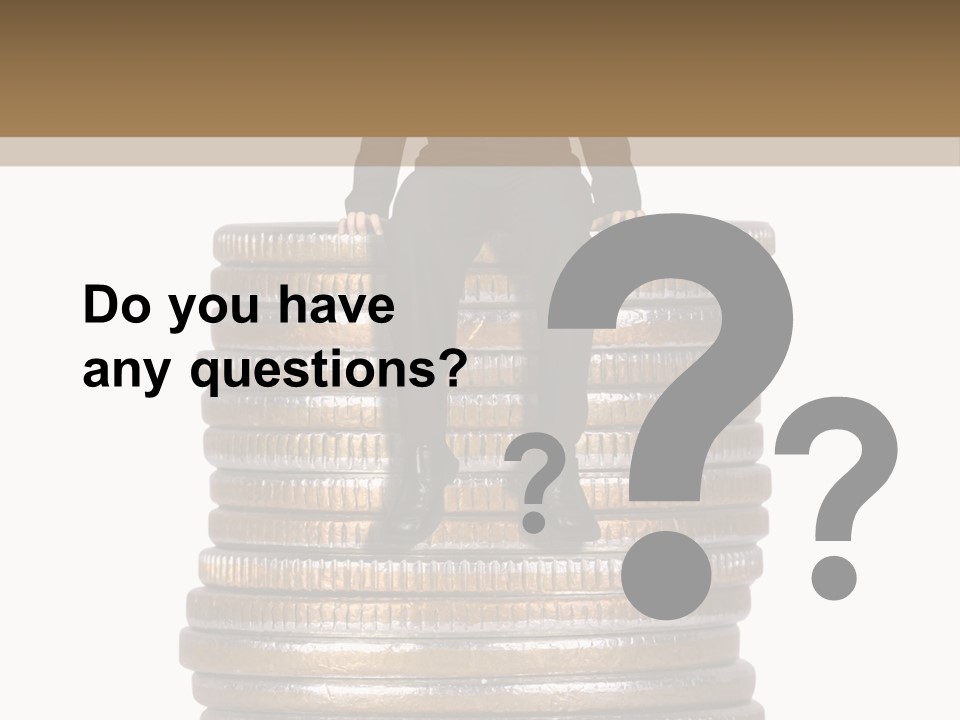 Business Man Sitting On Stack Of Coins PowerPoint Template