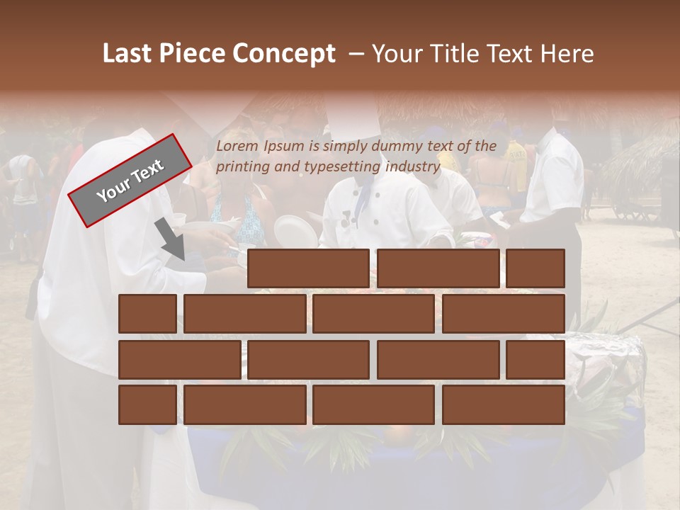 A Group Of People Standing Around A Table With Food On It PowerPoint Template