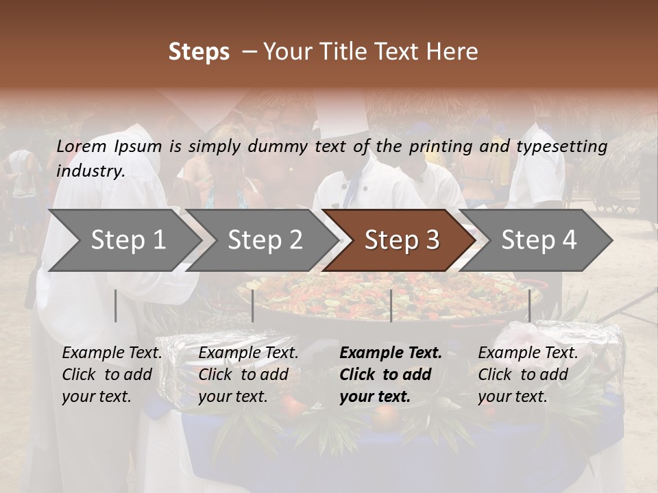 A Group Of People Standing Around A Table With Food On It PowerPoint Template