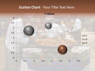 A Group Of People Standing Around A Table With Food On It PowerPoint Template