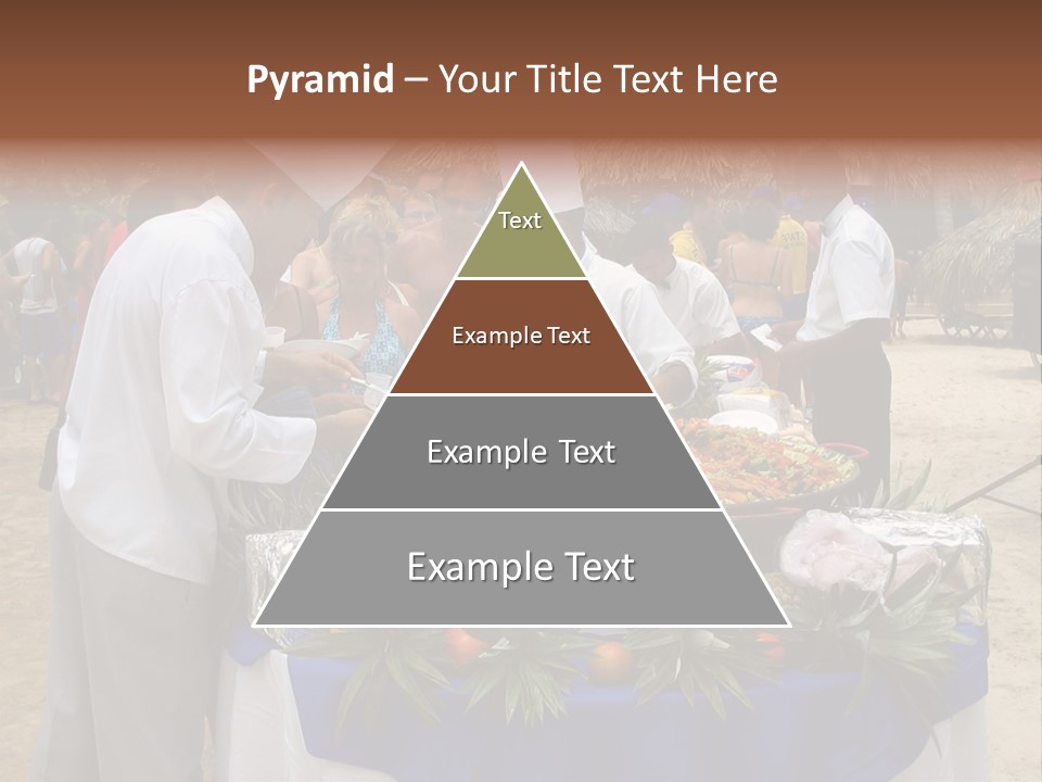 A Group Of People Standing Around A Table With Food On It PowerPoint Template