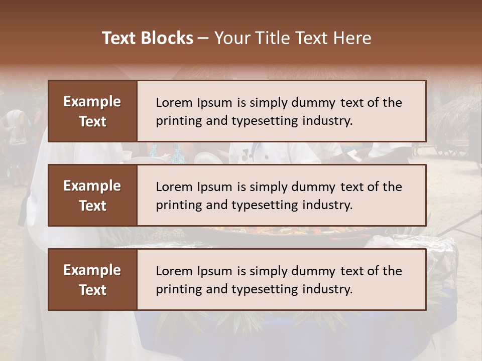 A Group Of People Standing Around A Table With Food On It PowerPoint Template
