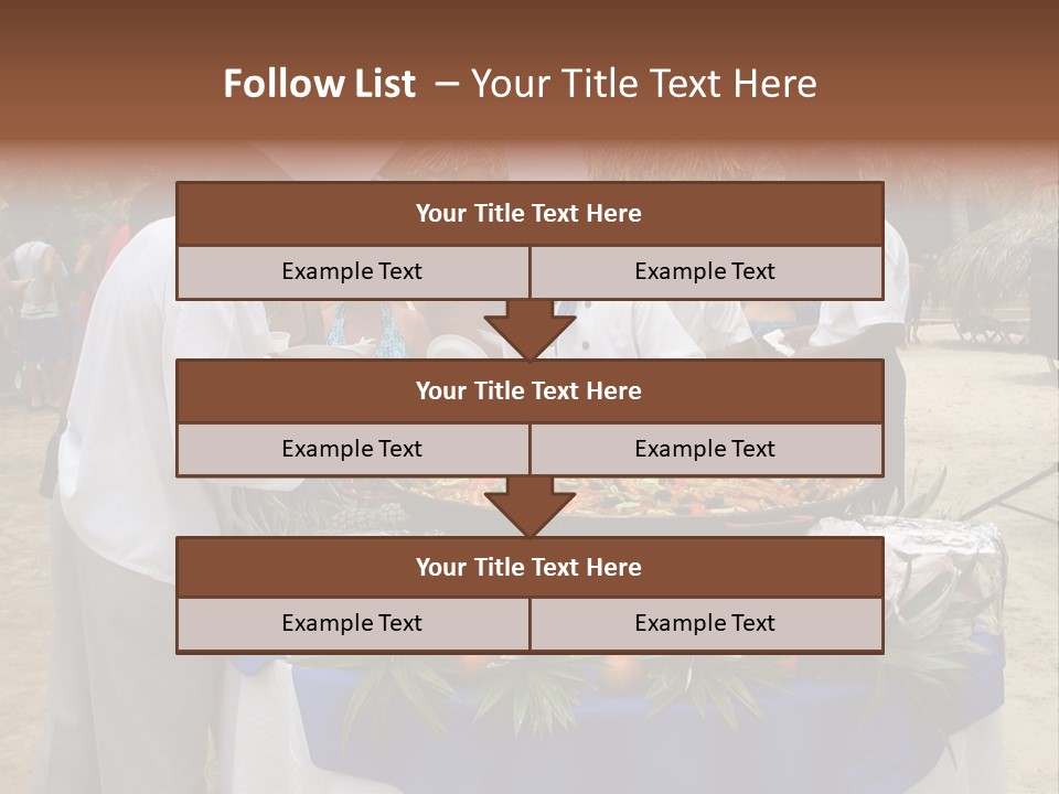 A Group Of People Standing Around A Table With Food On It PowerPoint Template