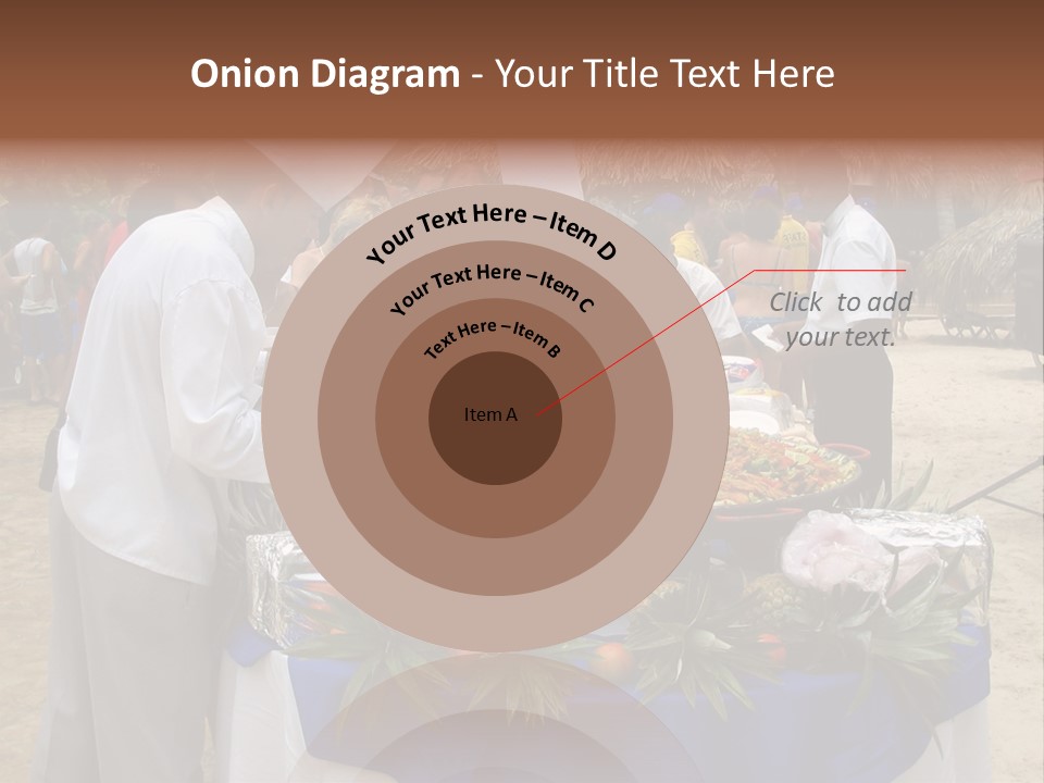 A Group Of People Standing Around A Table With Food On It PowerPoint Template