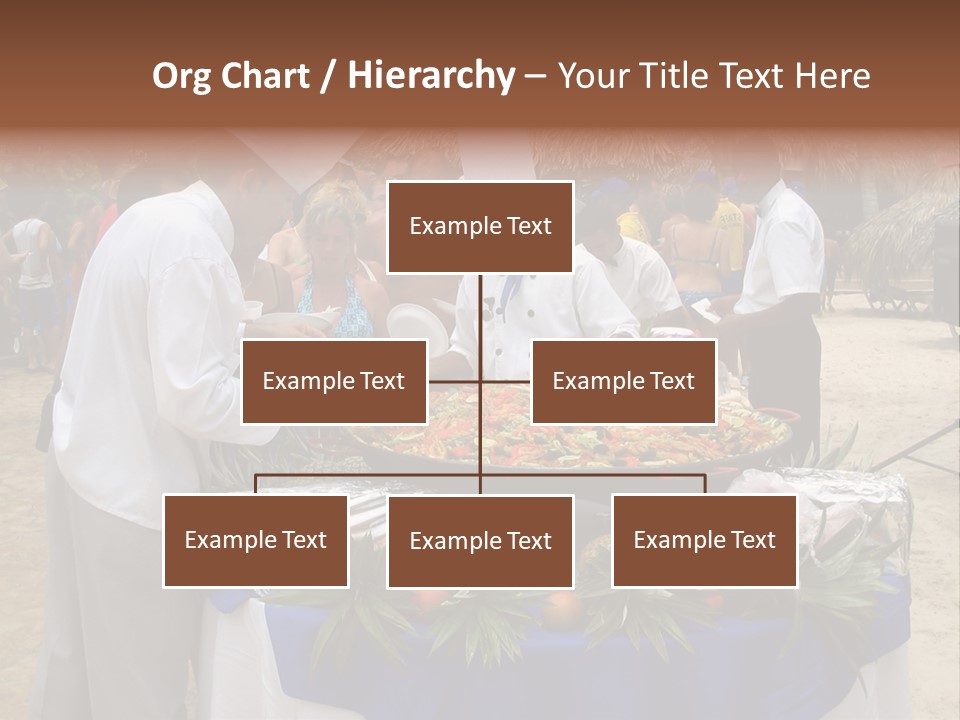 A Group Of People Standing Around A Table With Food On It PowerPoint Template