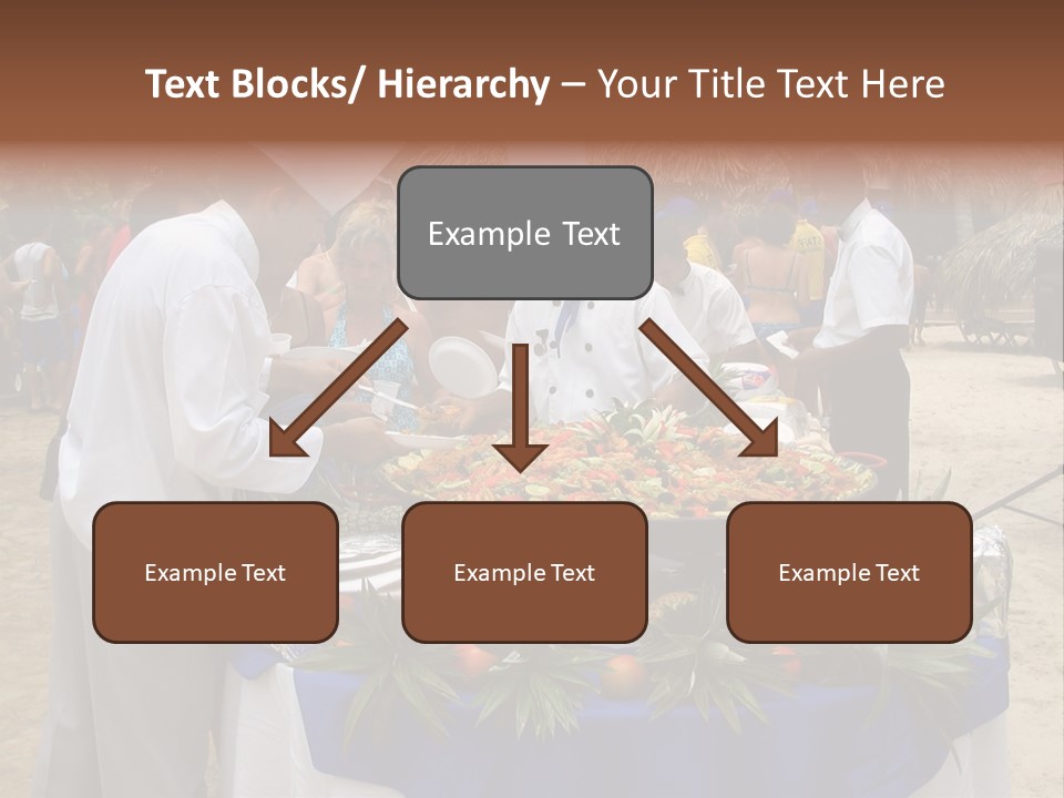 A Group Of People Standing Around A Table With Food On It PowerPoint Template