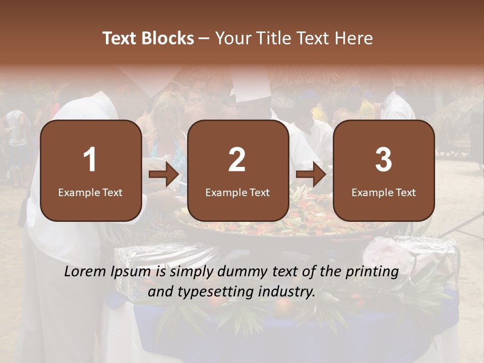 A Group Of People Standing Around A Table With Food On It PowerPoint Template