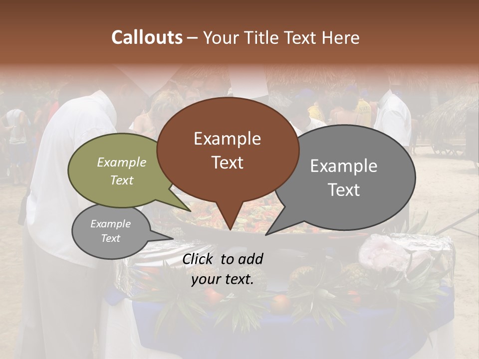 A Group Of People Standing Around A Table With Food On It PowerPoint Template