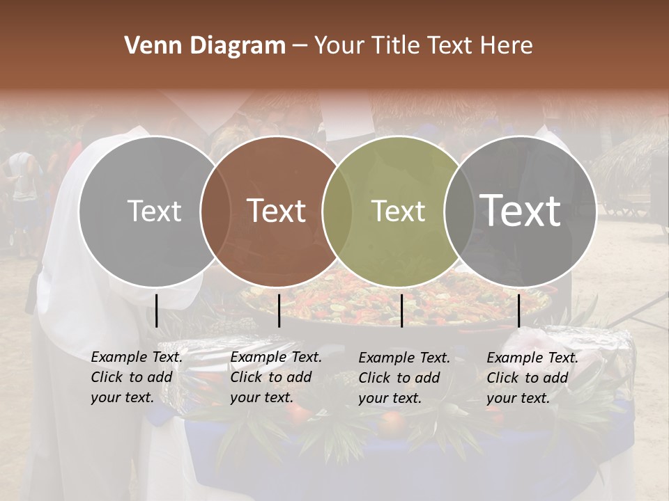 A Group Of People Standing Around A Table With Food On It PowerPoint Template