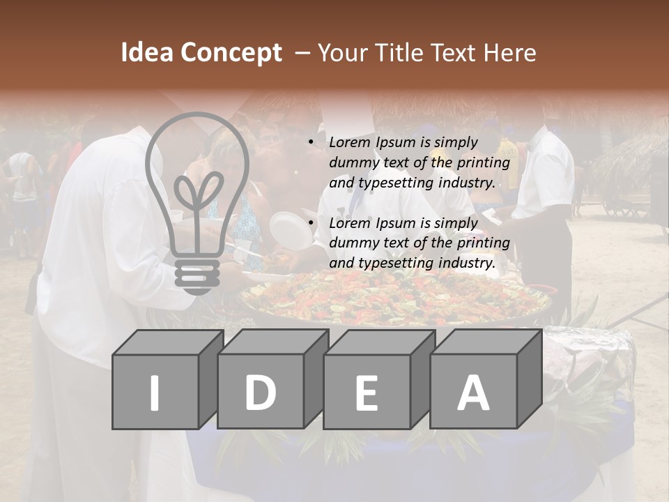 A Group Of People Standing Around A Table With Food On It PowerPoint Template