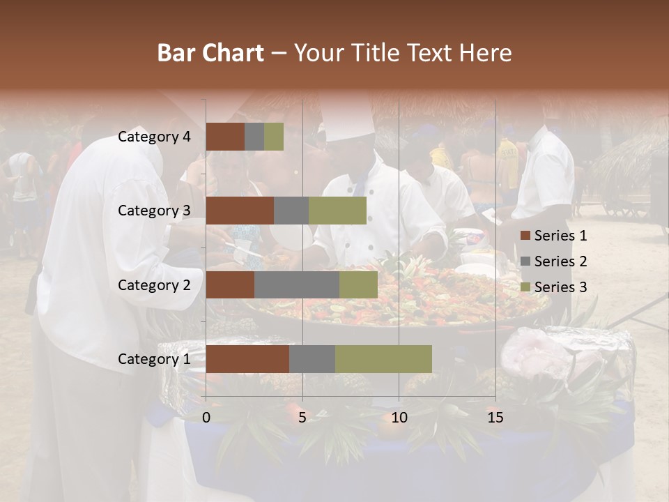 A Group Of People Standing Around A Table With Food On It PowerPoint Template