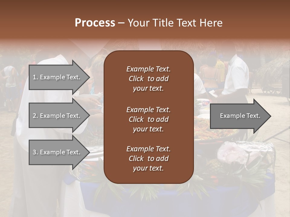 A Group Of People Standing Around A Table With Food On It PowerPoint Template