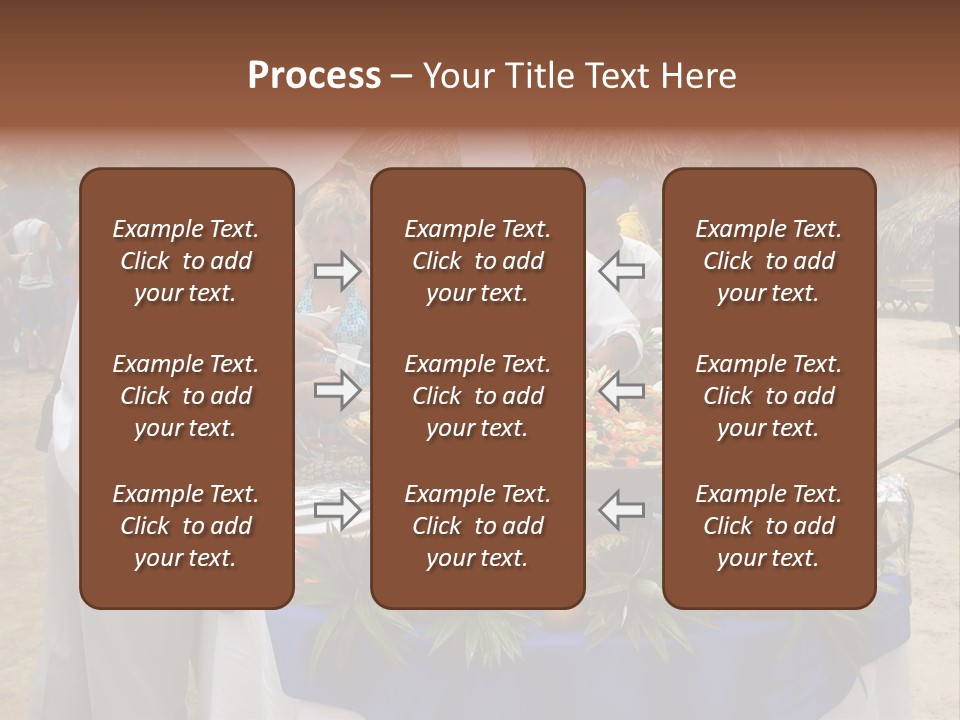 A Group Of People Standing Around A Table With Food On It PowerPoint Template