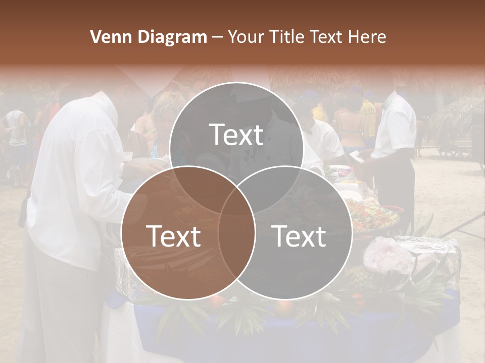 A Group Of People Standing Around A Table With Food On It PowerPoint Template
