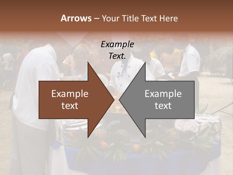 A Group Of People Standing Around A Table With Food On It PowerPoint Template