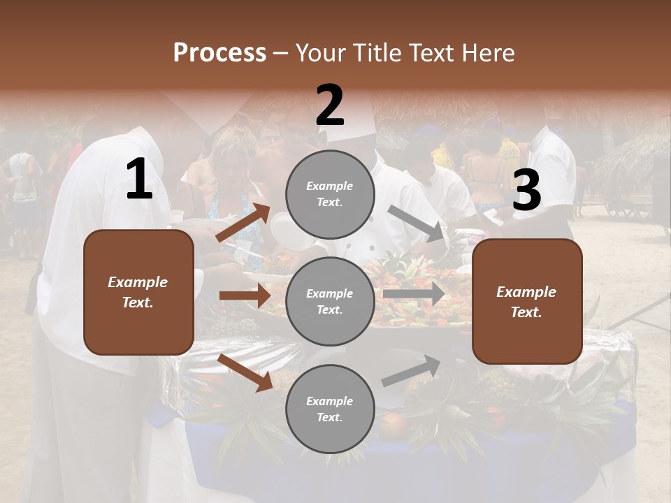 A Group Of People Standing Around A Table With Food On It PowerPoint Template
